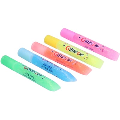 Stylo Colle à Paillettes Lavable Poudre Dorée Fournitures d'Arts Plastiques pour Enfants Peinture Colle à Paillettes Néon 5 Paquets pink