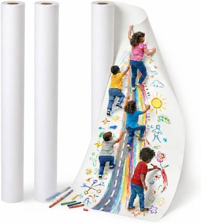 Tekenpapier Rol van 44 cm x 15 m, 70 g/m², Extra Dik en Glad, Ideaal voor Kinderen, Schoolprojecten en Schilderen met Stiften en Verf
