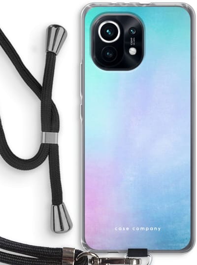 Case Company® - Hoesje met koord geschikt voor Xiaomi Mi 11 hoesje met Koord - Mist pastel - Telefoonhoesje met Zwart Koord - Bescherming aan alle Kanten en Over de Schermrand