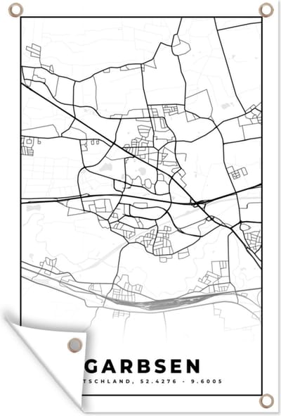 Muurdecoratie Plattegrond - Garbsen - Stadskaart - Kaart - 120x180 cm - Tuinposter - Tuindoek
