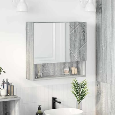 vidaXL - Spiegelkast - Grijs - Sonoma - 59 - x - 17 - x - 55 - cm - Bewerkt - hout