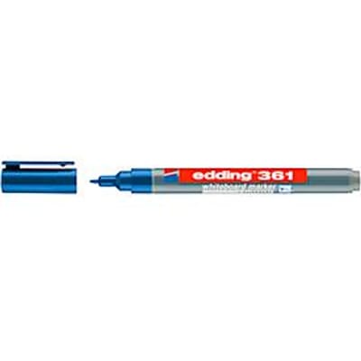 Edding 361 whiteboard marker, schrijfkleur blauw, ronde punt, lijndikte 1 mm, droog uitwisbaar, met dop en clip, navulbaar, 10 st.