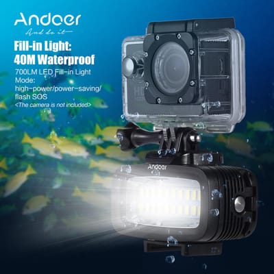 Krachtige 700LM duikvideo-invullamp LED-verlichtingslamp waterdicht 40 m met batterij 8 * 6 * 4cm / 3.1 * 2.3 * zwart
