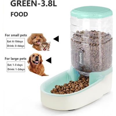 3.8 L bols d'alimentation automatique pour animaux de compagnie distributeur de nourriture pour chien distributeur d'eau pour chat distributeur d'eau alimentaire de grande capacité bols pour animaux de compagnie de grande capacité food vert