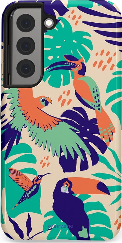 Casetastic Hoesje Geschikt voor Samsung S22 - Stijlvolle Beschermende Duo-layer Case - Tropische Vogels