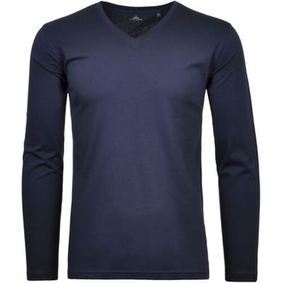 Ragman T-Shirt V-Neck Pima Cotton Luxury Longsleeve Donker Blauw / male