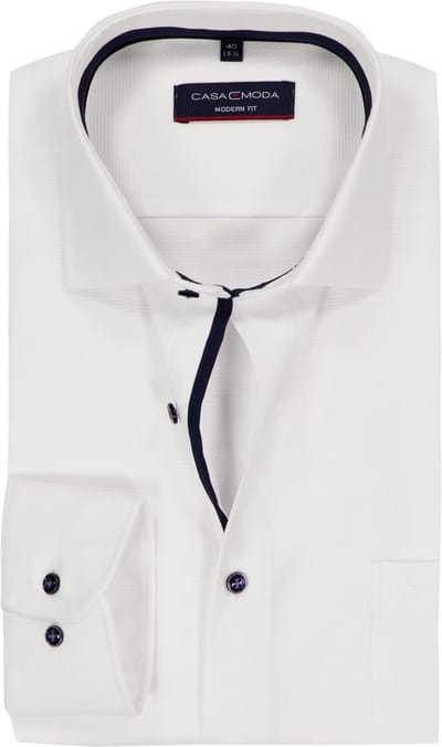 CASA MODA modern fit overhemd - dobby - wit - Strijkvrij - Boordmaat: 46 (EU maat: XXL)