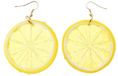 Fako Bijoux® - Oorbellen - Plastic Fruit - Citroen Schijfje