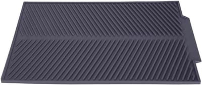 Siliconen afvoermat voor keukenwerkblad en servies, droogpad en wastafelmat, vaatwasmachinebestendig en hittebestendig, antislip vak, grijs, 40 x 24 cm