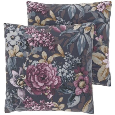 LIVARNO Set van 2 renforcé kussenslopen 50 x 60 cm (Bloemen/antraciet)