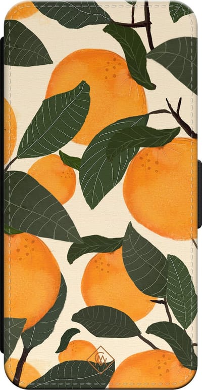 Casimoda® bookcase - Geschikt voor iPhone 15 - Hoesje met pasjeshouder - Orange Garden - Multi - Kunstleer