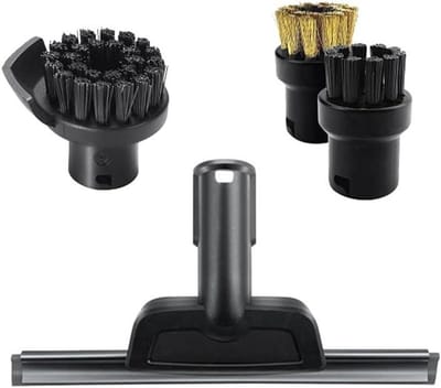 Borstelreiniger Set - Stoomreiniger Accessoires - Efficiënt Schoonmaken - Grote Ronde Borstel - 50 gram - Zwart