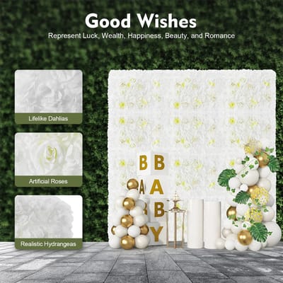 Dailygoods 12 stuks zijden rozen paneel achtergrond, bloemenwand, kunstbloemenwand, bruiloft feest podium fotostudio wan
