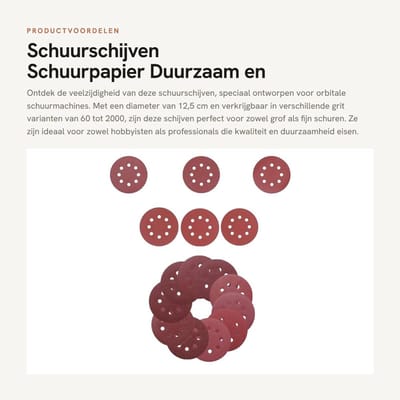 Dailygoods- Schuurschijven 100 stuks - Schuurpapier 8-gaats - Diameter 12,5 cm - Grof/fijn schuurpapier - Bruin gesmolten aluminiumoxide - Voor orbitale schuurmachines