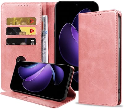 Geschikt voor Oppo Reno 13 F Telefoonhoesje Kunstleer met Magnetische sluiting en Pasjeshouder Bookcase met Klepje - Walletcase with Cardslot - Rosé Goud - Smartphonica geschikt voor Oppo Reno 13F