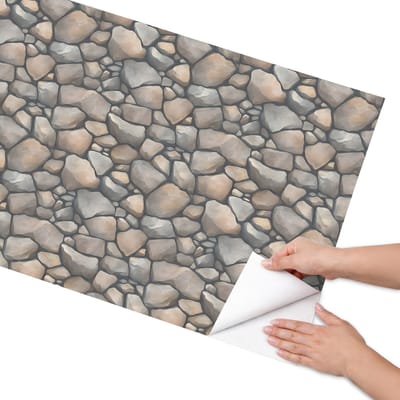 Coloray Meubel Wrap Folie - Grijs Meubelfolie - 65x130 cm - Decoratiefolie Zelfklevend Steenstructuur - Meubelfolie Zelfklevend - Rustiek Meubelfolie - Wrapfolie Keuken - Wanddecoratie - Texturen