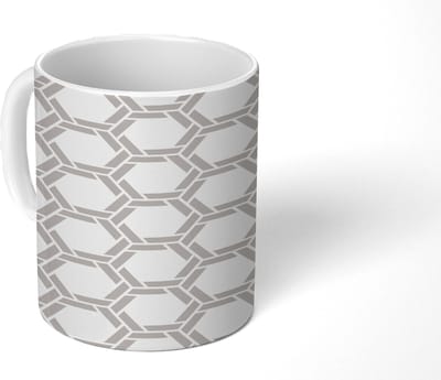 Mok - Koffiemok - Grafisch - Patroon - Modern - Hexagon - Geometrisch - Mokken - 350 ML - Beker - Koffiemokken - Theemok