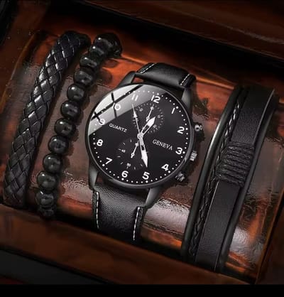 5 delige mode set heren - geschenk set - Zwart - Smartkabel - stijlvol - cadeau - origineel - armband - Horloge
