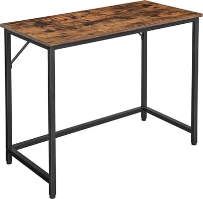Vintage Bruin-Zwart Bureau - Studietafel van spaanplaat - Stalen schrijfbureau - 50 kg draagvermogen - 100 cm x 50 cm x 75 cm