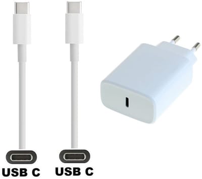 OneOne 20W snellader + 0,8m Sterke USB C naar C kabel. PD lader. Oplader adapter past op Kobo (Rakuten) eReader Elipsa, Elipsa 2E, Sage, Libra 2, Libra Colour, Clara 2E, Clara Colour, Clara BW - Kindle (Amazon) Scribe