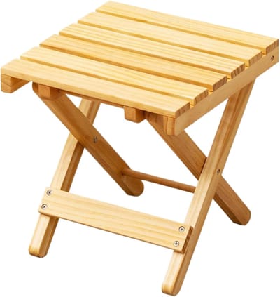 Houten Kruk - Douchebank Sauna - Extra Zitplaats - Uitgehold Ontwerp - 25 x 25 cm - Houtkleur