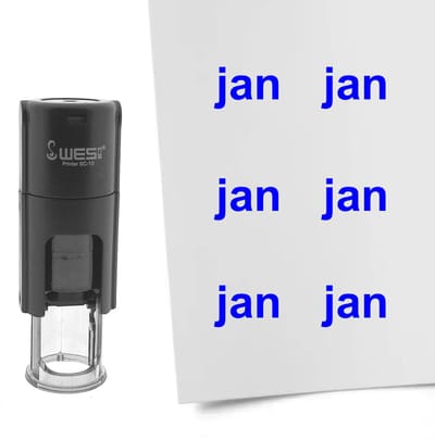 CombiCraft Stempel maand januari 10mm rond blauwe inkt - per 1 stuk