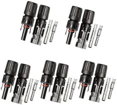 Solar Connectors - PV Kabel - Zonne-energie Installatie - IP67 Waterdicht - 5 Paren - Zwart