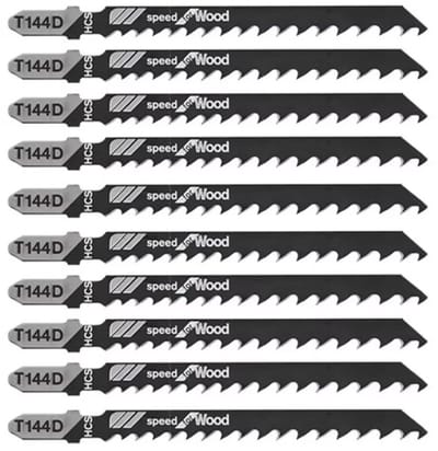 Kronwald 10 stuks decoupeerzaagjes T144D - 10-delige decoupeerzaagbladenset T144D - HCS - 6 TPI - zaagjes voor decoupeerzaag