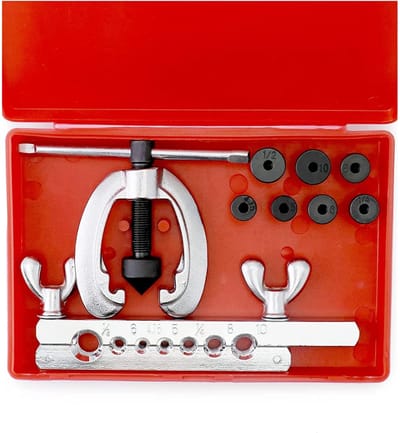 Dailygoods- Flare Tool Set - Opvouwbaar Gereedschap - 45# Staal - Voor Remleidingen - Inclusief Opbergtas - Diverse Maten 4.75/5/6/8/10 mm - Buisflens