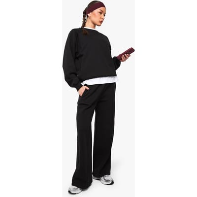boohoo Dames Jogger met pintuck-detail en rechte pijpen | Black | Maat: XL