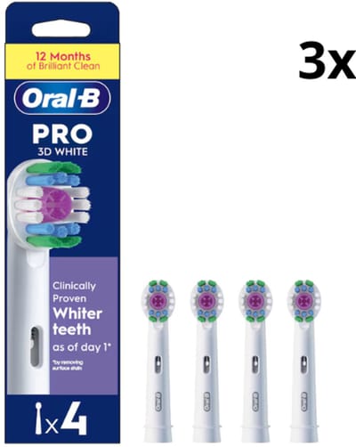 Oral-B Pro 3D White Opzetborstels - 3 x 4 Stuks