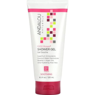 Andalou Naturals, Gel douche, 1000 roses, apaisant, 250 ml (251 ml) white