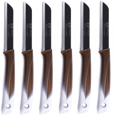 Solingen Kartelmes – Tomatenmes met Kartel – RVS – 19 cm met Blade Cover – Bi-Color Goud met Wit – 6 stuks