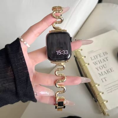 MY PROTECT - Luxe Metalen S Bandje - Geschikt Voor Apple Watch Bandje - Series 1/2/3/4/5/6/7/8/9/10/SE - 38mm - 40mm - 41mm - 42mm - Goud