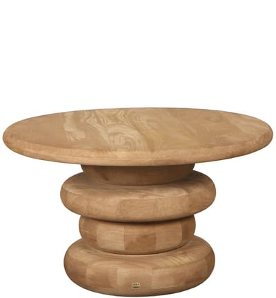 PTMD Keven Natural Mango Wood Ribbed Coffee Table Round