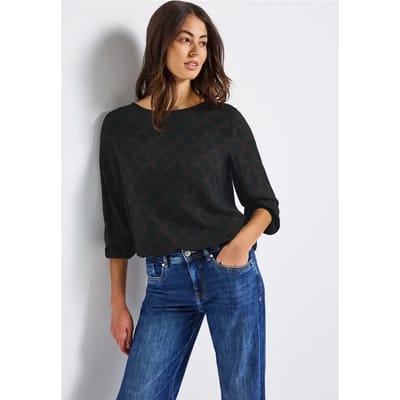 Bedrukte blouse met elastische zoom