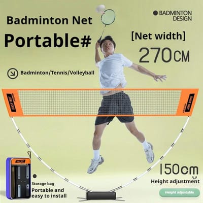 Filet de Badminton Portable Avec Support Pour Sports Extérieurs Intérieurs Entraînement Accessoires Volleyball Tennis Sac de Transport orange