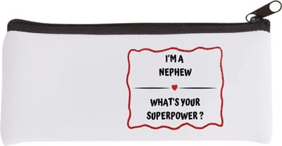 Akyol - i'm a nephew what's your superpower? Etui - Neef - super neef - verjaardag - cadeautje voor neef - neef artikelen - kado - geschenk - 20 bij 9 cm