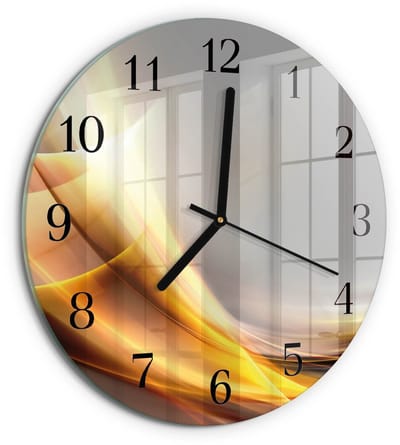 Tulup Wandklok - Abstractie Moderne Wandklok Glas - 30fi cm - Veelkleurig Wandklok Glas Decoratie - Zwarte Handen - Ronde Wandklok - Klok Glas Met Opdruk - Moderne Wandklok Glas