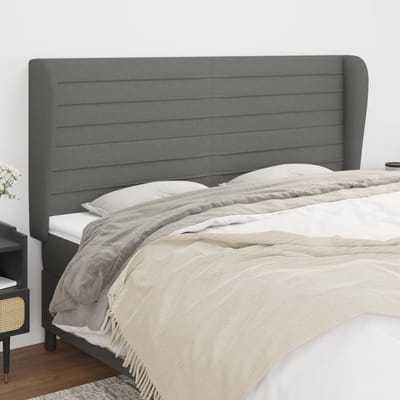 vidaXL - Hoofdbord - met - randen - 163x23x118/128 - cm - stof - donkergrijs