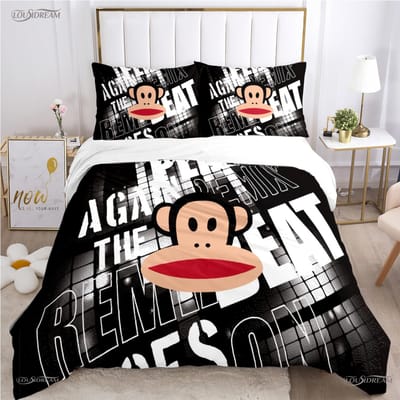 Schattige P-Paul F-Frank Cartoon Anime Dekbedovertrek Grappige Kawaii Beddengoed Set Zachte Dekbedhoes En Kussenslopen Enkel/Dubbel/Queen/King AU Single(140*210cm)3pcs