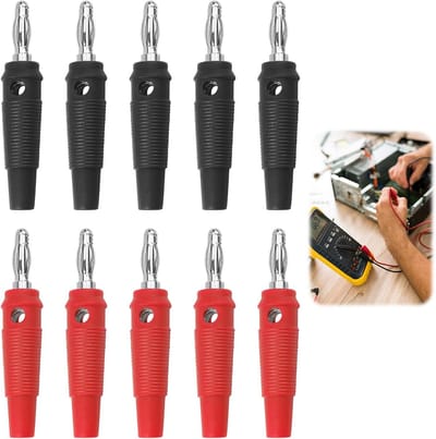 10x 4mm Hoge Stroom Banaanstekkers 20A Schroeftype - Soldeervrij Rood & Zwart