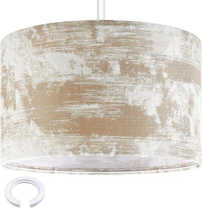 Stoffen Lampenkap in Retrostijl Ø 40 x 25 cm met E27 naar E14 Adapterring voor Hanglampen en Plafondlampen, Geschikt voor Diverse Interieurs (Grijsbruin)