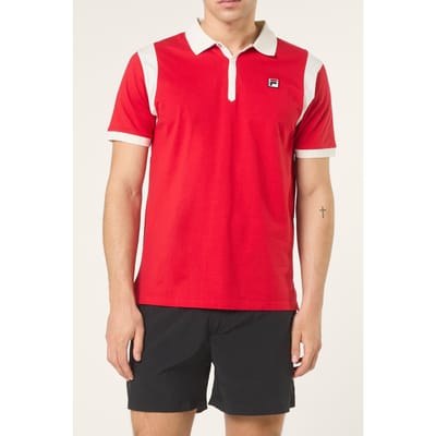 FILA Casoli Regular Blocked Polo Shirt True Red-egret Maat: XS | Poloshirts Outlet | Heren