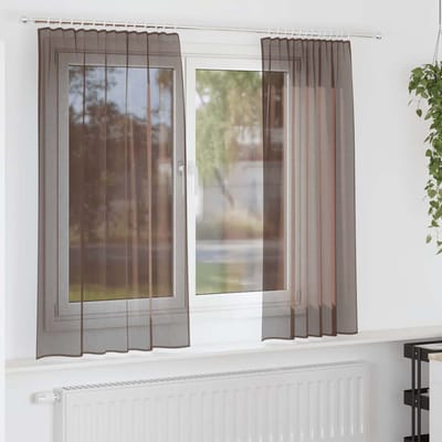 vidaXL - Gordijnen - voile - met - roedezakken - 2 - st - bruin