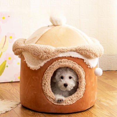 40x40cm Nouveau Nid pour Animal de Compagnie Glace Mignon Maison Princesse pour Chien Chat Accessoires pour Chien Maison pour Chat Nid Confortable Chenil pour Animal de Compagnie Accessoires pour Animal de Compagnie 40x40cm beige