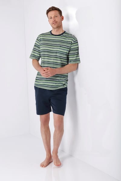 Hajo heren shortama fijne groene streep - Groen - Maat - 48
