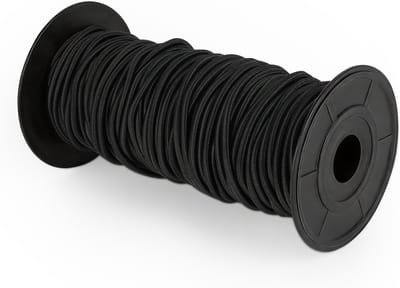 touw, rond, 3 mm x 30 m, expandertouw, zwart, robuust elastisch rubberen koord, rubberen koord en spankoord voor aanhangerzeil, zonnezeil, camping, tuin, zeilen, dekzeil, net