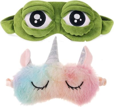 Grappige Oogmaskers voor Volwassenen en Kinderen - Kikker en Eenhoorn Slaapmasker Set