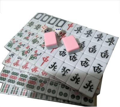 Mini Mahjong Set - Traditioneel Spel - Reizen en Feesten - 144 Melamine Tegels - Draagbaar Formaat - Roze